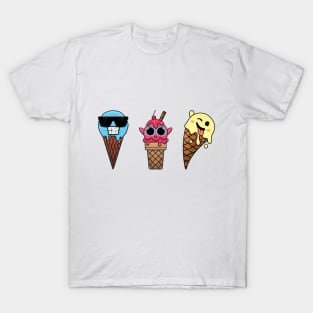 Happy, cool, and wink ice cream emotes T-Shirt